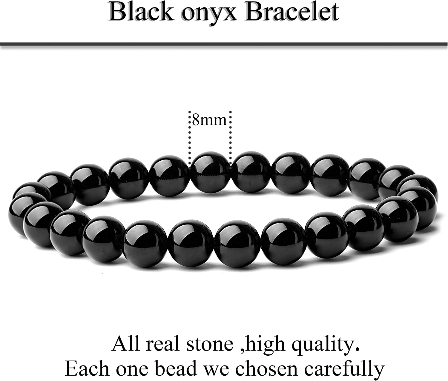 WRCXSTONE Natural 8mm Gorgeous Semi-Precious Gemstones Healing Crystal Stretch Beaded Bracelet Unisex - Image 2